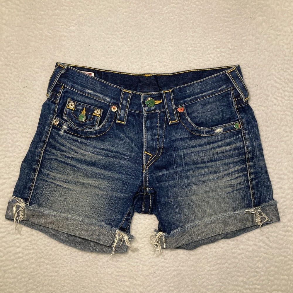 Vtg True Religion USA Made Jayde Shorts Womens Sz 24 (Fit 28) Embroider Y2K RARE - Picture 3 of 14